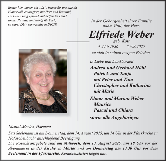 Traueranzeige von Elfriede Weber von FZ
