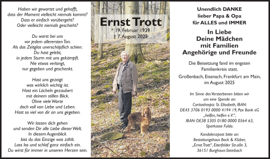 Traueranzeige von Ernst Trott von FZ
