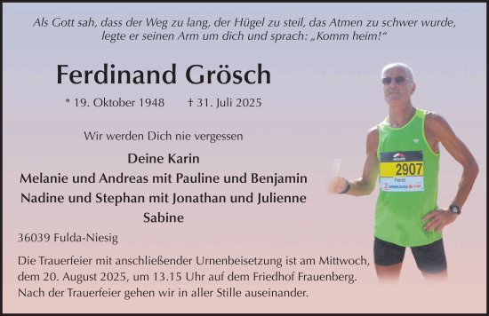 Traueranzeige von Ferdinand Grösch von FZ