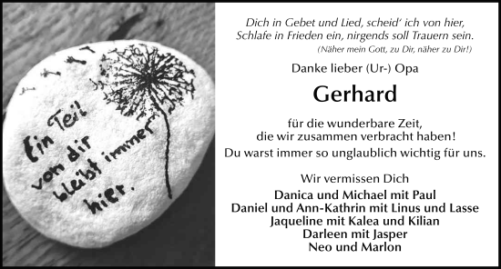 Traueranzeige von Gerhard Kempel von FZ