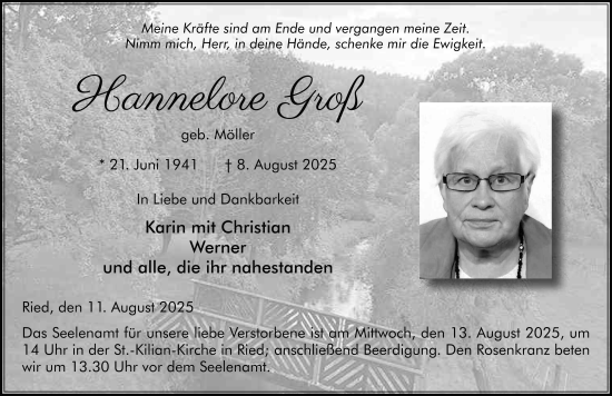 Traueranzeige von Hannelore Groß von FZ