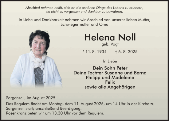Traueranzeige von Helena Noll von FZ