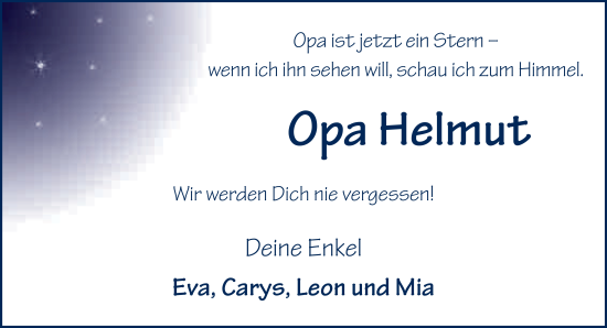 Traueranzeige von Hemlut Rodemer von FZ