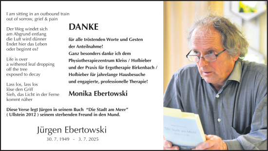 Traueranzeige von Jürgen Ebertowski von FZ