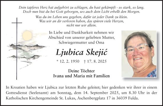 Traueranzeige von Ljubica Skejic von FZ