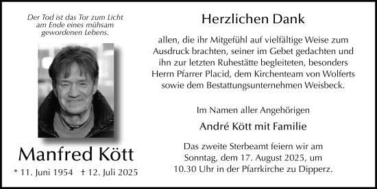 Traueranzeige von Manfred Kött von FZ