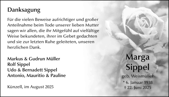 Traueranzeige von Marga Sippel von FZ