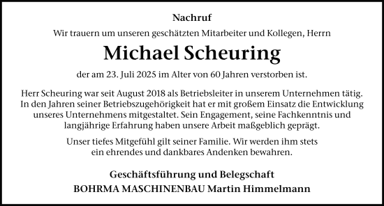 Traueranzeige von Michael Scheuring von FZ