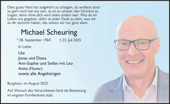 Traueranzeige von Michael Scheuring von FZ