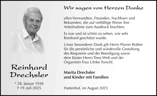 Traueranzeige von Reinhard Drechsler von FZ