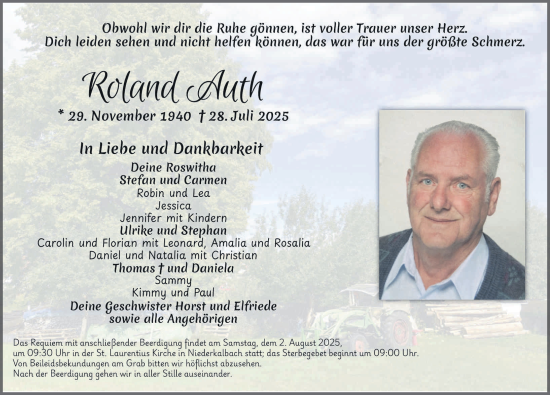 Traueranzeige von Roland Auth von FZ