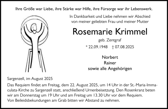 Traueranzeige von Rosemarie Krimmel von FZ