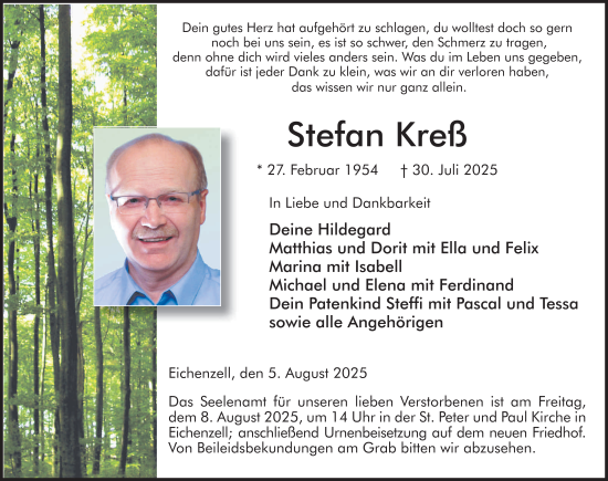 Traueranzeige von Stefan Kreß von FZ