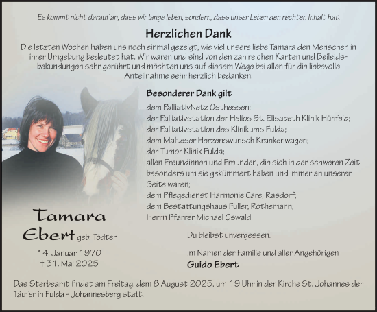 Traueranzeige von Tamara Ebert von FZ