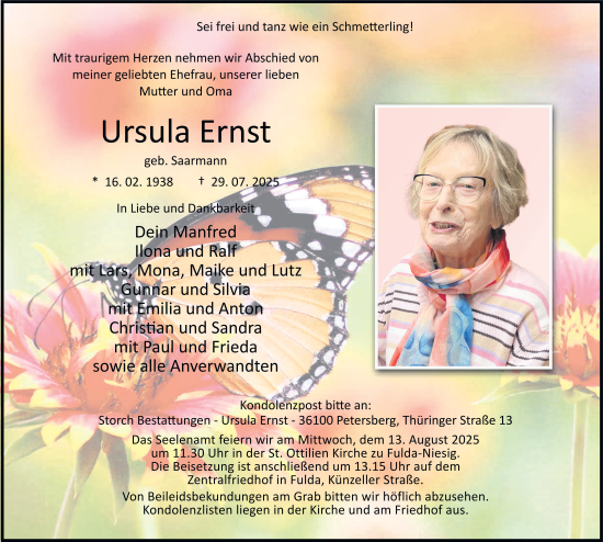 Traueranzeige von Ursula Ernst von FZ