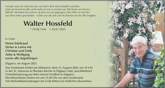 Traueranzeige von Walter Hossfeld von FZ