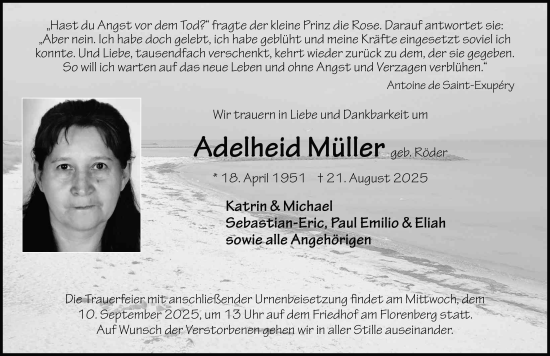 Traueranzeige von Adelheid Müller von FZ