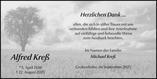 Traueranzeige von Alfred Kreß von FZ