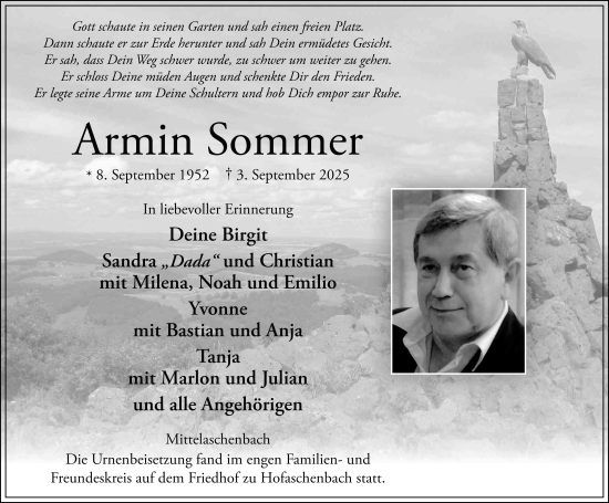 Traueranzeige von Armin Sommer von FZ
