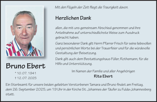 Traueranzeige von Bruno Ebert von FZ