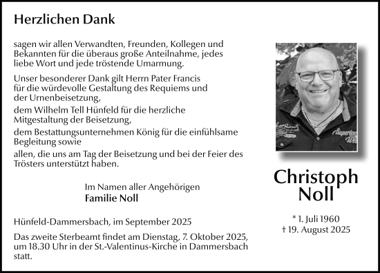 Traueranzeige von Christoph Noll von FZ