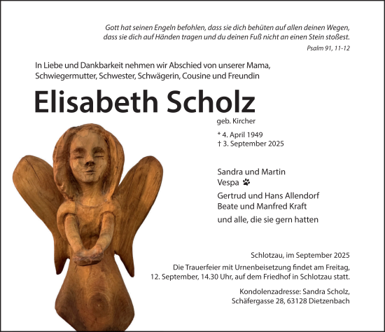 Traueranzeige von Elisabeth Scholz von FZ