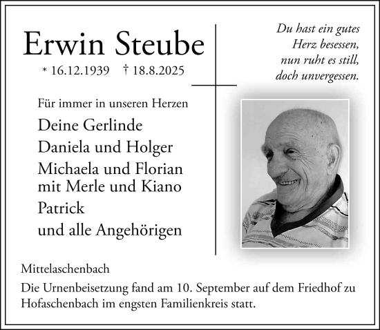 Traueranzeige von Erwin Steube von FZ