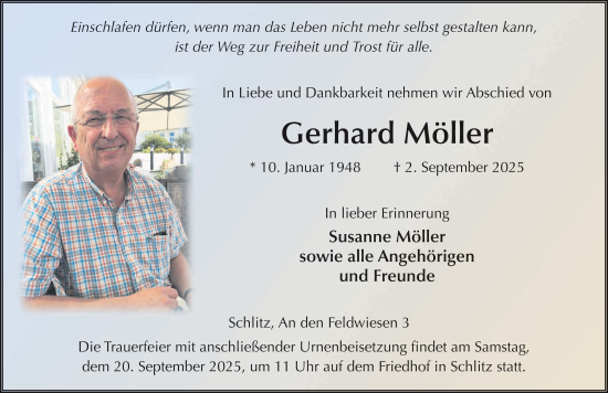 Traueranzeige von Gerhard Möller von FZ