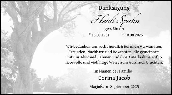 Traueranzeige von Heidi Spahn von FZ