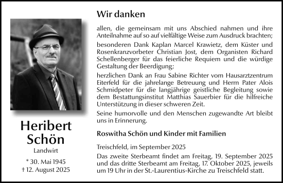 Traueranzeige von Heribert Schön von FZ
