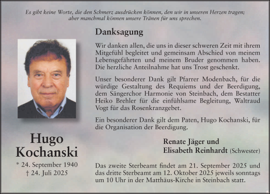 Traueranzeige von Hugo Kochanski von FZ