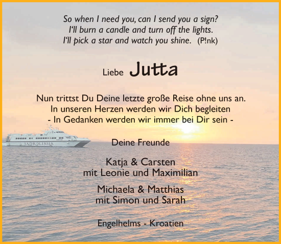 Traueranzeige von Jutta Pitsch von FZ