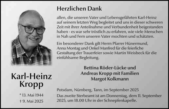 Traueranzeige von Karl-Heinz Kropp von FZ