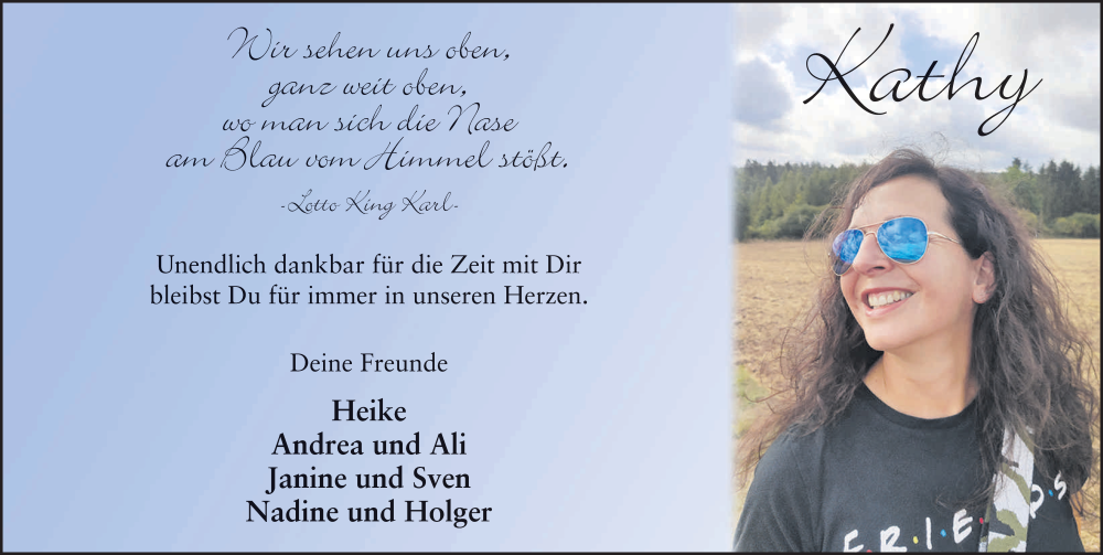  Traueranzeige für Kathrin Fries vom 16.09.2025 aus FZ