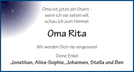 Traueranzeige von Marita Schott von FZ