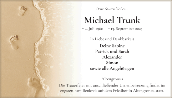 Traueranzeige von Michael Trunk von FZ