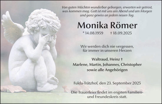Traueranzeige von Monika Römer von FZ