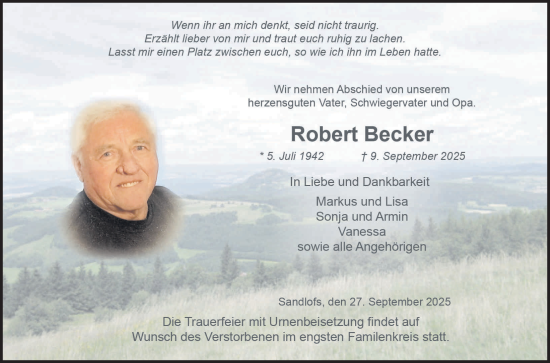 Traueranzeige von Robert Becker von FZ