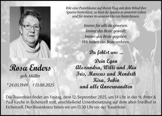 Traueranzeige von Rosa Enders von FZ