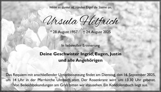 Traueranzeige von Ursula Helfrich von FZ