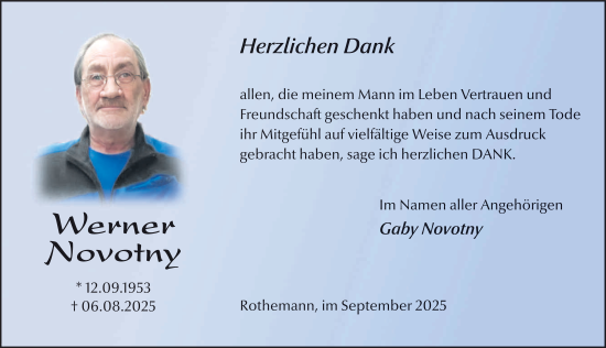Traueranzeige von Werner Novotny von FZ