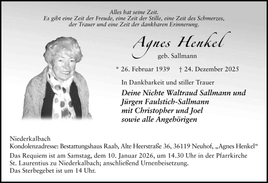 Traueranzeige von Agnes Henkel von FZ
