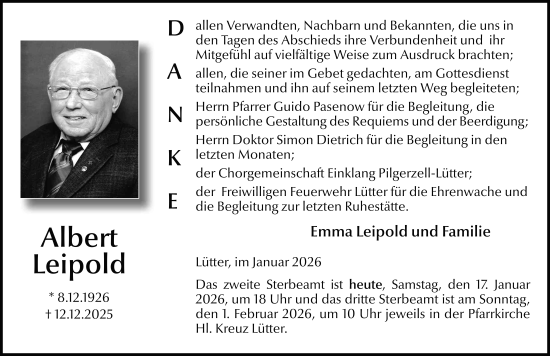Traueranzeige von Albert Leipold von FZ