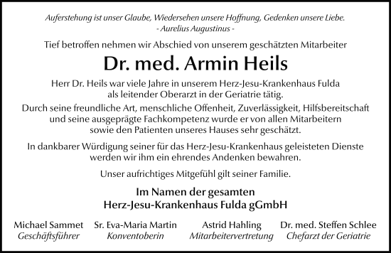 Traueranzeige von Armin Heils von FZ