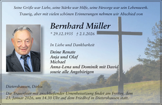Traueranzeige von Bernhard Müller von FZ