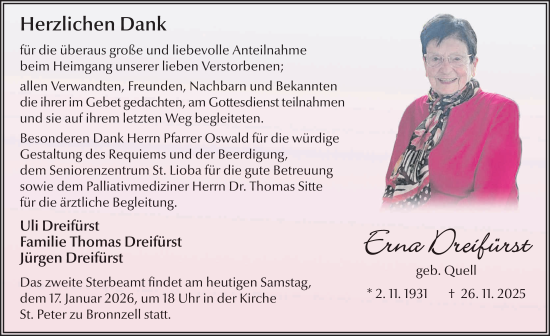 Traueranzeige von Erna Dreifürst von FZ