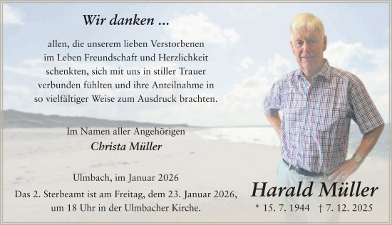 Traueranzeige von Harald Müller von FZ