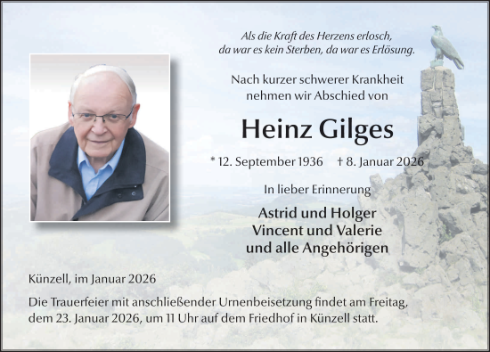 Traueranzeige von Heinz Gilges von FZ