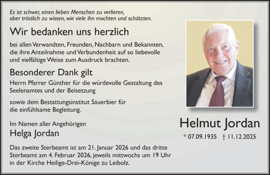 Traueranzeige von Helmut Jordan von FZ
