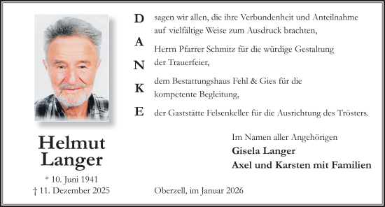 Traueranzeige von Helmut Langer von FZ